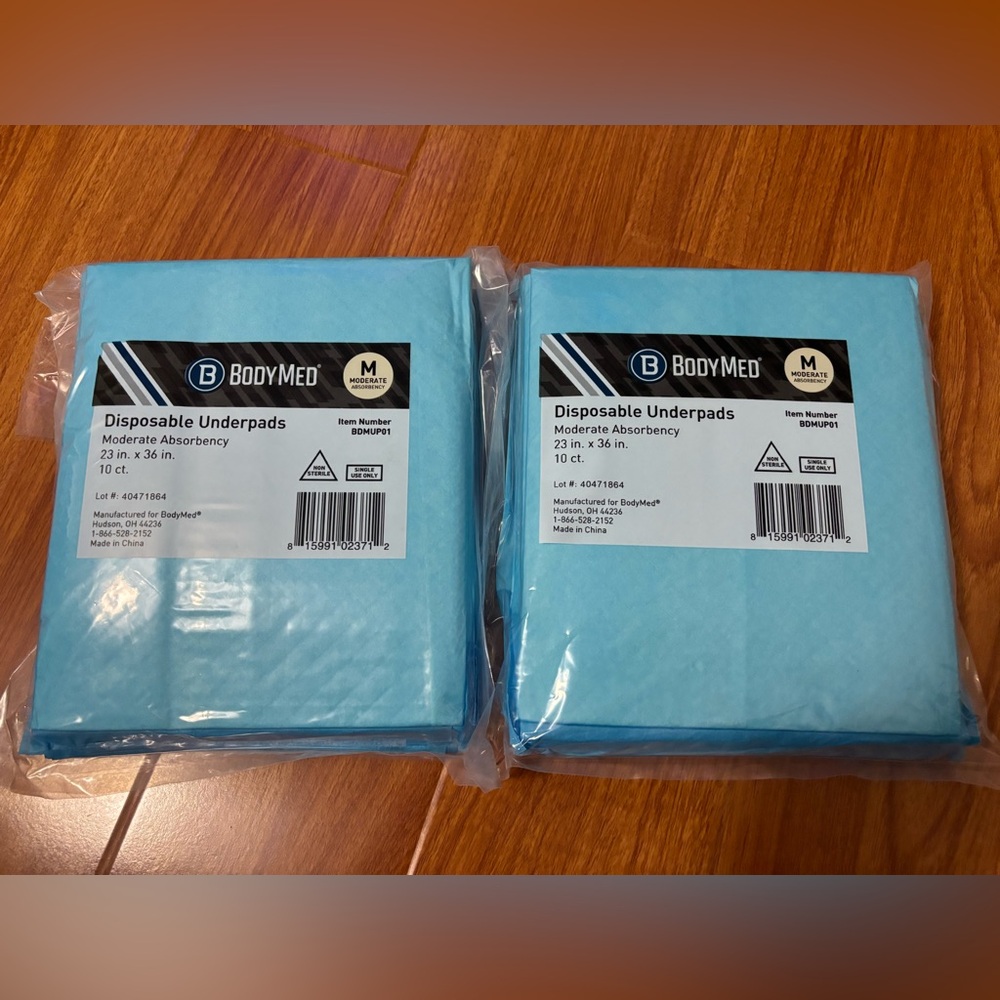 New! 2x 10 ct BodyMed Disposable Underpass Moderate Absorbency 23”x36”